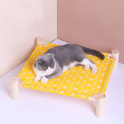 ペットベッド ハンモック風 猫用 猫ベッド 犬ベッド 猫用品 犬用品 ペット用品 室内用 木製 寝床 四角形 寝具 自立式 インテリア スクエア アルパカ チェック柄 アニマル柄 可愛い ネコ用 ペットグッズ 屋内 小型犬 イエロー グレー 灰 ブルー 青 ピンク