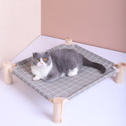 ペットベッド ハンモック風 猫用 猫ベッド 犬ベッド 猫用品 犬用品 ペット用品 室内用 木製 寝床 四角形 寝具 自立式 インテリア スクエア アルパカ チェック柄 アニマル柄 可愛い ネコ用 ペットグッズ 屋内 小型犬 イエロー グレー 灰 ブルー 青 ピンク