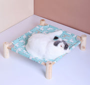 ペットベッド ハンモック風 猫用 猫ベッド 犬ベッド 猫用品 犬用品 ペット用品 室内用 木製 寝床 四角形 寝具 自立式 インテリア スクエア アルパカ チェック柄 アニマル柄 可愛い ネコ用 ペットグッズ 屋内 小型犬 イエロー グレー 灰 ブルー 青 ピンク