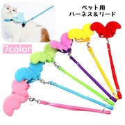 ハーネス リード 2点セット 猫用 犬用 小型犬 ウサギ用 ペット用品 胴輪 散歩紐 リーシュ 天使の羽 エンジェル 可愛い おしゃれ バックル おでかけ 外出 お散歩グッズ ペットグッズ ねこ ネコ