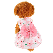 ペットウェア ワンピース ドッグウェア キャットウェア 犬服 猫服 小型犬 中型犬 袖なし 花柄 リボン フレア お出かけ お散歩 かわいい