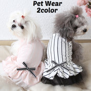 ペットウェア キャミソールワンピース 犬服 猫服 ドッグ キャット ノースリーブ フリル チュール リボン ストライプ かわいい おしゃれ カジュアル お散歩 お出かけ デイリー 普段使い イヌ ネコ ピンク ホワイト
