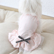 ペットウェア キャミソールワンピース 犬服 猫服 ドッグ キャット ノースリーブ フリル チュール リボン ストライプ かわいい おしゃれ カジュアル お散歩 お出かけ デイリー 普段使い イヌ ネコ ピンク ホワイト