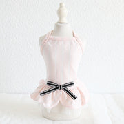 ペットウェア キャミソールワンピース 犬服 猫服 ドッグ キャット ノースリーブ フリル チュール リボン ストライプ かわいい おしゃれ カジュアル お散歩 お出かけ デイリー 普段使い イヌ ネコ ピンク ホワイト
