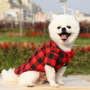 ペットウェア シャツ 蝶ネクタイ 犬服 猫服 洋服 ドッグウェア キャットウェア 袖あり ボタン チェック柄 カジュアル 可愛い お散歩 お出かけ 普段使い ペット服 犬の服 猫の服