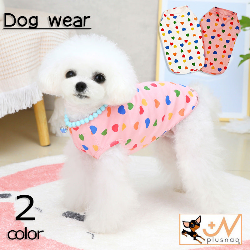 ドッグウェア ペットウェア タンクトップ ペット用 いぬ 犬服 犬の服 袖なし ノースリーブ ハート カットソー おしゃれ かわいい