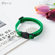 猫用首輪 ペット用品 カラー 鈴付き ラメ キラキラ セーフティバックル 安全バックル 無地 シンプル おしゃれ カラバリ豊富