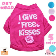 ドッグウエア ペットウエア カットソー Tシャツ トップス 犬の服 犬服 猫服 袖あり 長袖 プルオーバー ロゴ キスマーク ハート プリント カジュアル かわいい おしゃれ 犬用 小型犬 中型犬 秋 ペット用品 お出かけ お散歩 ペットグッズ ワンちゃん XS S M L ブルー パープル ローズ
