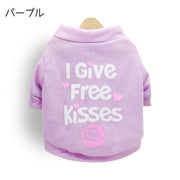 ドッグウエア ペットウエア カットソー Tシャツ トップス 犬の服 犬服 猫服 袖あり 長袖 プルオーバー ロゴ キスマーク ハート プリント カジュアル かわいい おしゃれ 犬用 小型犬 中型犬 秋 ペット用品 お出かけ お散歩 ペットグッズ ワンちゃん XS S M L ブルー パープル ローズ