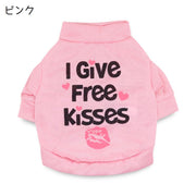 ドッグウエア ペットウエア カットソー Tシャツ トップス 犬の服 犬服 猫服 袖あり 長袖 プルオーバー ロゴ キスマーク ハート プリント カジュアル かわいい おしゃれ 犬用 小型犬 中型犬 秋 ペット用品 お出かけ お散歩 ペットグッズ ワンちゃん XS S M L ブルー パープル ローズ