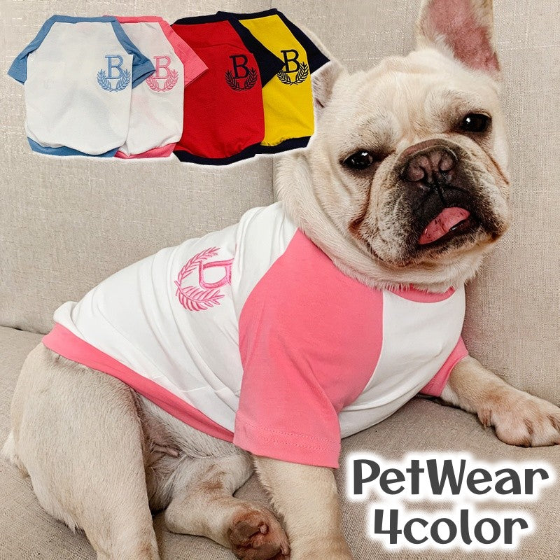 ペットウエア Tシャツ プルオーバー ドッグウエア 犬服 猫服 小型犬 中型犬 半袖 ラウンドネック ラグランスリーブ トップス カットソー 可愛い ペット用 カジュアル
