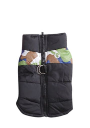 ペット服 ダウン風ベスト 犬 中型犬 袖なし ジャケット ジャンパー Dカン付 背中ファスナー 防寒 秋 冬 お散歩 お出掛け ドッグウエア バイカラー カラーブロック おしゃれ シンプル