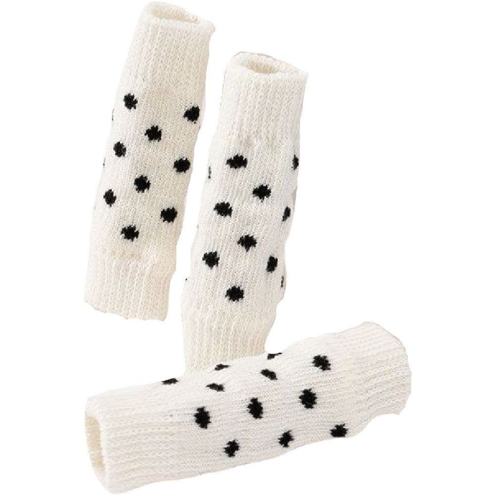 犬用靴下 犬用レッグウォーマー ニット ペット用品 柔らかい 履かせやすい ホワイト×ドット バリエーション画像