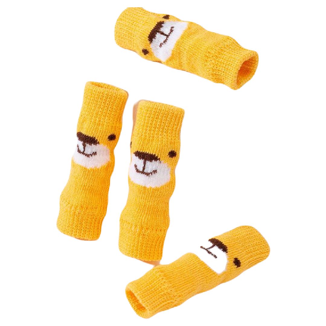 犬用靴下 犬用レッグウォーマー ニット ペット用品 柔らかい 履かせやすい イエロー×クマ バリエーション画像