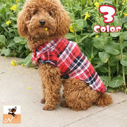 ペットウェア ドッグウェア シャツ ペット用品 犬用 猫用 襟付き 袖付き 前開き スナップボタン チェック柄 カジュアル かわいい