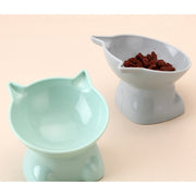 ペット用食器 フードボウル エサ入れ 水入れ ペット用品 犬 猫 餌皿 スタンドタイプ 餌台 イヌ ネコ 軽量 角度付き ネコ型 単色 かわいい
