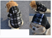 ペット用ウェア ドッグウェア ウエア 犬 イヌ ワンちゃん フード フード付き フリース風 秋 冬 洋服 お洋服 可愛い かわいい カジュアル お出かけ チェック ブラック ホワイト ペット用 動物用 アニマル