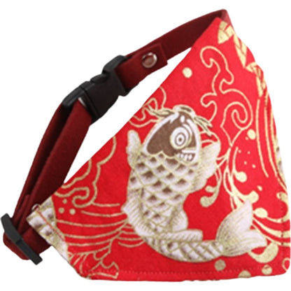 ペット用バンダナ 猫用 犬用 小型犬 子犬 スカーフ コイ×レッド バリエーション画像