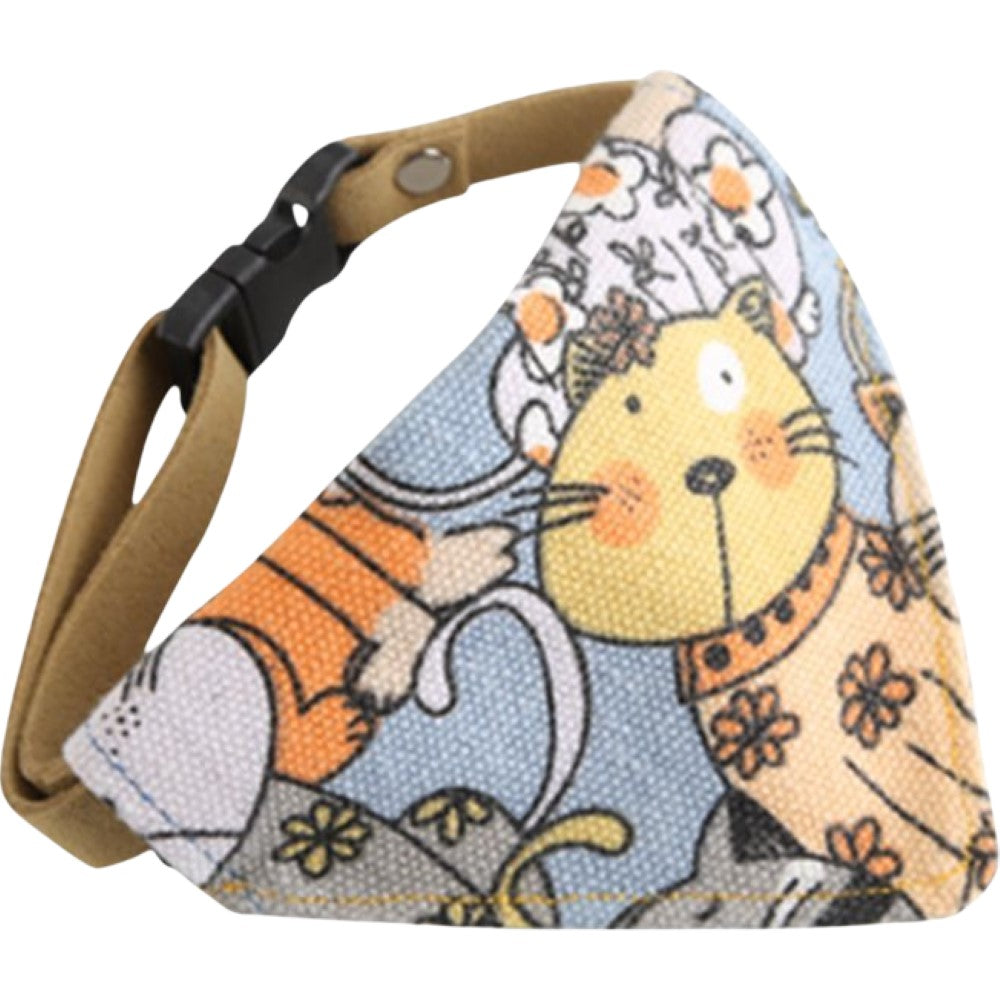 ペット用バンダナ 猫用 犬用 小型犬 子犬 スカーフ ネコ×ブルー バリエーション画像