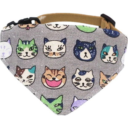 ペット用バンダナ 猫用 犬用 小型犬 子犬 スカーフ ネコ×グレー バリエーション画像
