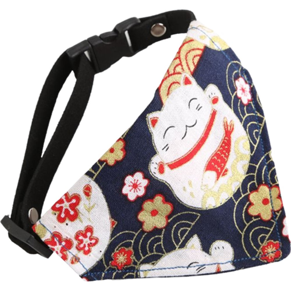 ペット用バンダナ 猫用 犬用 小型犬 子犬 スカーフ ネコ×ネイビー バリエーション画像