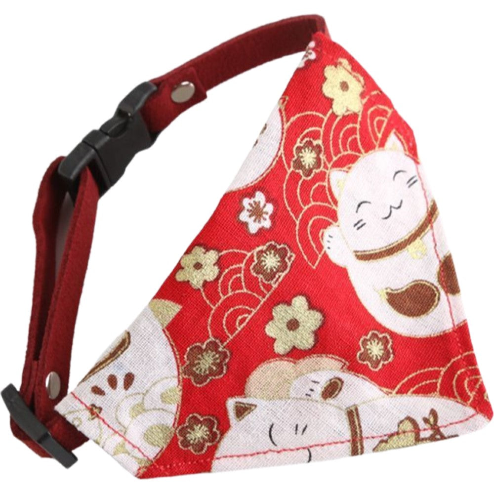 ペット用バンダナ 猫用 犬用 小型犬 子犬 スカーフ ネコ×レッド バリエーション画像