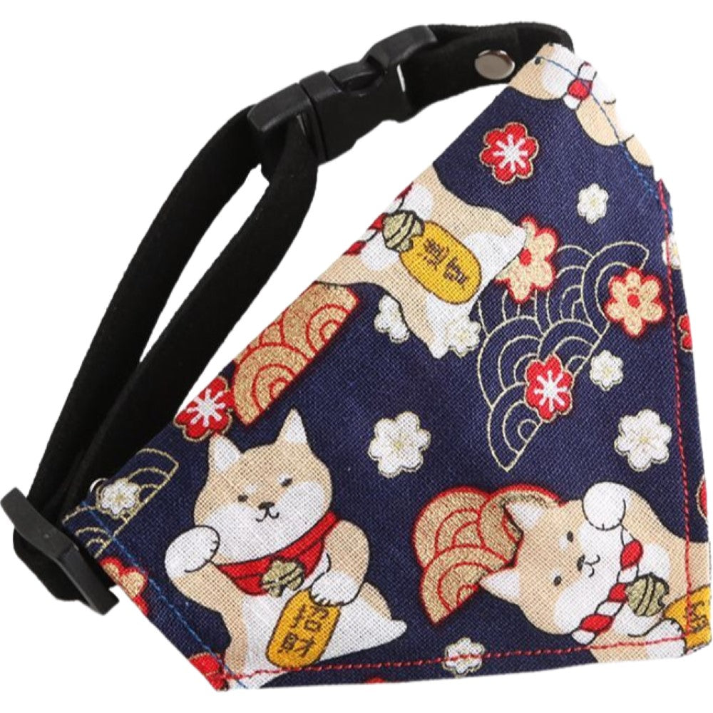 ペット用バンダナ 猫用 犬用 小型犬 子犬 スカーフ イヌ×ネイビー バリエーション画像