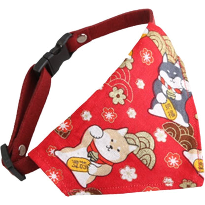 ペット用バンダナ 猫用 犬用 小型犬 子犬 スカーフ イヌ×レッド バリエーション画像