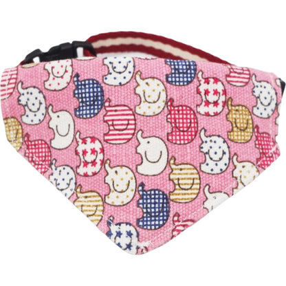 ペット用バンダナ 猫用 犬用 小型犬 子犬 スカーフ ゾウ×ピンク バリエーション画像