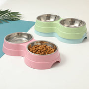 ペット用食器 フードボウル ステンレス製 ダブルボウル 2個 犬用 猫用 イヌ ネコ ペット用品 お食事グッズ お皿 えさ入れ 水入れ 水受け かわいい シンプル 便利