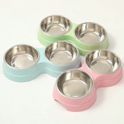 ペット用食器 フードボウル ステンレス製 ダブルボウル 2個 犬用 猫用 イヌ ネコ ペット用品 お食事グッズ お皿 えさ入れ 水入れ 水受け かわいい シンプル 便利