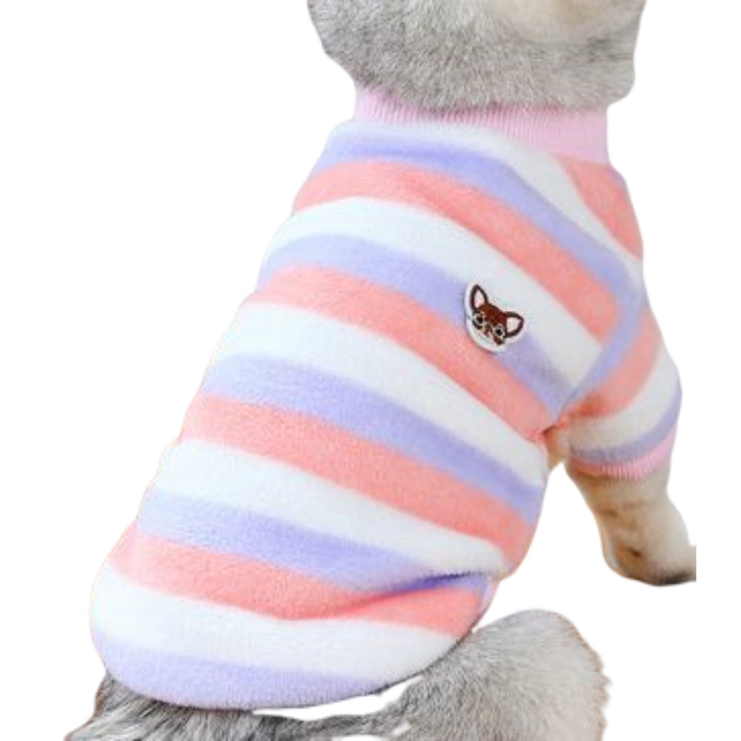 ペットウェア トレーナー フリース プルオーバー 猫服 犬服 洋服 キャットウェア ドッグウェア 袖あり 暖かい あったか ボーダー柄 お洒落 可愛い ペット服