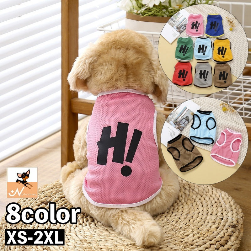 ペットウェア タンクトップ 犬服 猫服 洋服 ドッグウェア キャットウェア プルオーバー 袖なし メッシュ 通気性 ロゴ シンプル カジュアル お洒落 可愛い ペット服 犬の服 猫の服