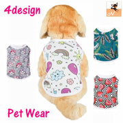ペットウェア タンクトップ 犬服 猫服 ドッグウエア キャットウエア ノースリーブ 袖なし 春夏 ペット用品 お散歩 お出掛け 汚れ防止 冷え対策 ペット用品 ラウンドネック プリント柄 イチゴ リーフ 可愛い おしゃれ お散歩 お出掛け