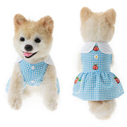 ペットウェア ワンピース 犬服 猫服 洋服 ドッグウェア キャットウェア 前ボタン 襟付き 袖なし ギンガムチェック お洒落 可愛い ペット服