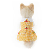 ペットウェア ワンピース 犬服 猫服 洋服 ドッグウェア キャットウェア 前ボタン 襟付き 袖なし ギンガムチェック お洒落 可愛い ペット服