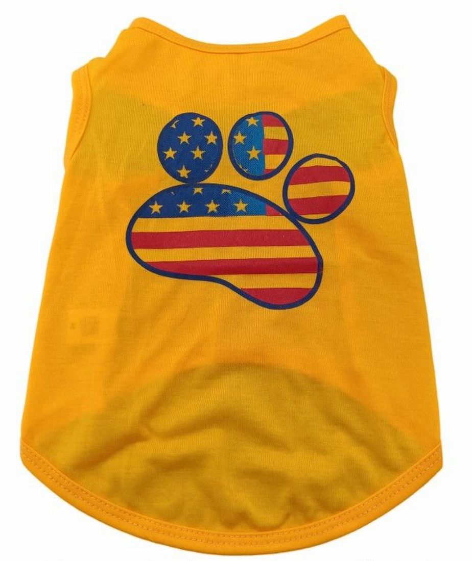 ドッグウェア ペットウェア タンクトップ 犬の服 ノースリーブ 袖なし カットソー 犬服 猫服 洋服 足跡マーク プリント 足あと アメリカ 国旗 おしゃれ 可愛い かわいい ドッグウェア ドッグウエア 超小型犬 小型犬 犬用 イヌ用 いぬ用 猫用 ネコ用 ねこ用