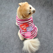 ドッグウエア タンクトップ ペット用 犬用 洋服 ボーダー柄 袖なし プルオーバー ノースリーブ ハート 英字 ハグ キス ラブ Hug me Kiss Love 女の子 男の子 かわいい ポップ キュート ドッグウェア おしゃれ 犬服 春夏秋 小型犬 中型犬 無地