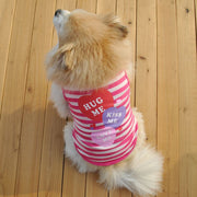 ドッグウエア タンクトップ ペット用 犬用 洋服 ボーダー柄 袖なし プルオーバー ノースリーブ ハート 英字 ハグ キス ラブ Hug me Kiss Love 女の子 男の子 かわいい ポップ キュート ドッグウェア おしゃれ 犬服 春夏秋 小型犬 中型犬 無地