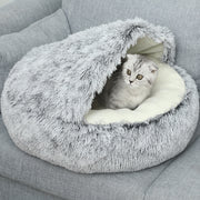 ペットベッド 猫用 40cm キャットハウス 裏起毛 裏ボア ふわふわ モコモコ ペット用品 ドーム型 クッション 寝床 ネコ用 暖かい あったか 防寒 寒さ対策