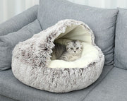 ペットベッド 猫用 40cm キャットハウス 裏起毛 裏ボア ふわふわ モコモコ ペット用品 ドーム型 クッション 寝床 ネコ用 暖かい あったか 防寒 寒さ対策