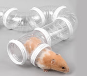 ハムスタートンネル 4点セット 4パーツ ハムスターパイプ ペット用おもちゃ 小動物用おもちゃ アスレチック ジョイント チューブ 連結 組み立て ストレス発散 遊び 運動不足解消 透明 クリア シンプル