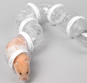 ハムスタートンネル 4点セット 4パーツ ハムスターパイプ ペット用おもちゃ 小動物用おもちゃ アスレチック ジョイント チューブ 連結 組み立て ストレス発散 遊び 運動不足解消 透明 クリア シンプル