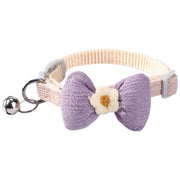 首輪 カラー 猫 ネコ 犬 小型犬 ペット用品 ペットグッズ ワンタッチバックル 鈴 リボン 蝶ネクタイ風 お花 フラワー 刺繍 長さ調整 かわいい おしゃれ 散歩