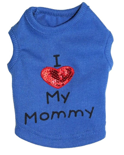 ペット用 犬用 洋服 ドッグウエア プルオーバー 袖なし ブルー【Mommy】 バリエーション画像