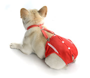 犬用サニタリーパンツ サスペンダー付き 犬服 月経 生理 介護 サニタリーショーツ マナーパンツ 生理パンツ 犬 ドッグ ペット用品 ペットウェア  レッド かわいい 赤