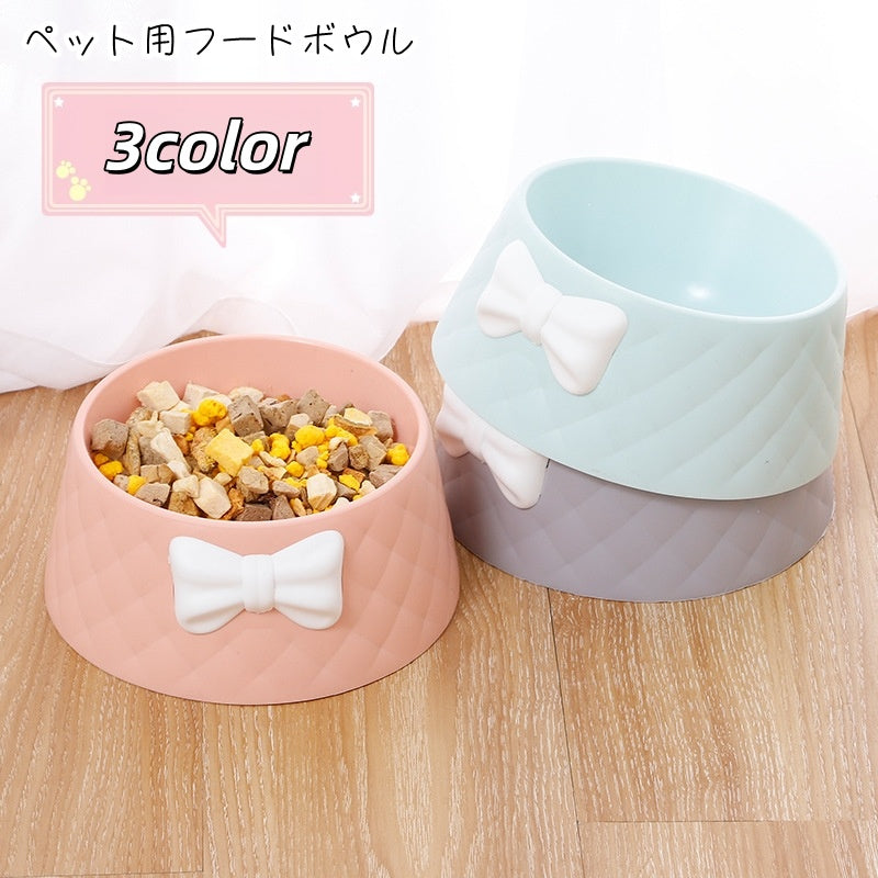 ペット用フードボウル ペット用食器 イヌ 小型犬 中型犬 ネコ 猫 ペットグッズ ペット用品 丸形 ラウンド 台形 深皿 リボン ピンク ブルー グレー シンプル かわいい キュート ガーリー ポップ カジュアル おしゃれ