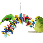 止まり木 かじり木 鳥 インコ オウム 噛む玩具 おもちゃ ペット用品 吊り下げ 遊ぶ ストレス解消 木製 布 カラフル おもしろい 遊ぶ 止まる かじる 揺れる