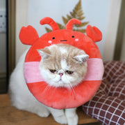 ソフトエリザベスカラー ペット用品 犬 猫 イヌ ネコ 布製 手術後 傷なめ防止 傷舐め防止 ひっかき防止 引っかき 怪我 けが 手術 傷口保護 プロテクター やわらかい かわいい キュート ポップ 軽量 柔らかい ザリガニ ライオン イチゴ クジラ サボテン カエル
