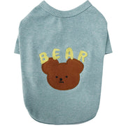 ペットウェア Tシャツ リブ 犬服 猫服 洋服 ドッグウェア キャットウェア プルオーバー 袖あり りんご アップル クマ 熊 カジュアル おしゃれ かわいい お散歩 お出かけ 普段使い ペット服 犬の服 ペット用品